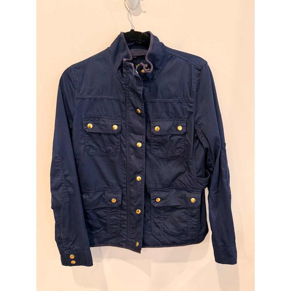 J.Crew Navy Blue Relaxed Boyfriend Field Jacket Cotton Utility Coat Small 27584